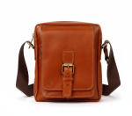 شنطة كروس رجالي جلد طبيعي بقري كامل غير معالج بقفل مغناطيسي وبكلة – صناعة يدوية مصرية لون هافان