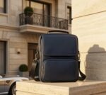 ⁦شنطة جيب وسوتة امامية ٢٠٢٦  من جلد طبيعي صناعة يدوية مصرية 100٪ – تصميم عملي وفخامة تدوم لون كحلي⁩ - الصورة ⁦2⁩